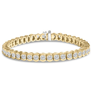 14K Yellow Gold 8.00 Cttw Half Bezel Set Diamond Tennis Bracelet (H-I Color,